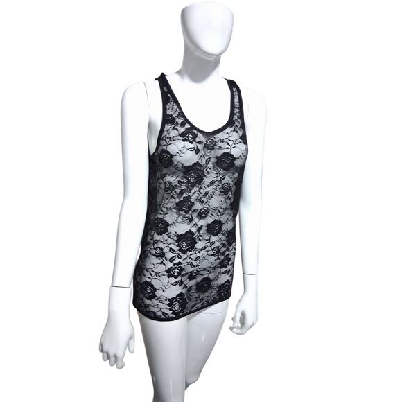 Whimsigoth Witchy Black Lace Floral Women's size Medium Fairygoth Festival Tank - Picture 1 of 9
